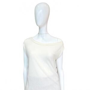 NEW ALYSSA THOMAS women's on-off shoulder scoop neck top in off white